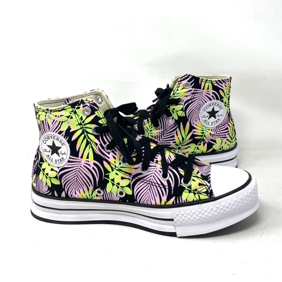 Converse Ctas Lift Platform Shoes Women Kids Pink Black Canvas High Top A01201C