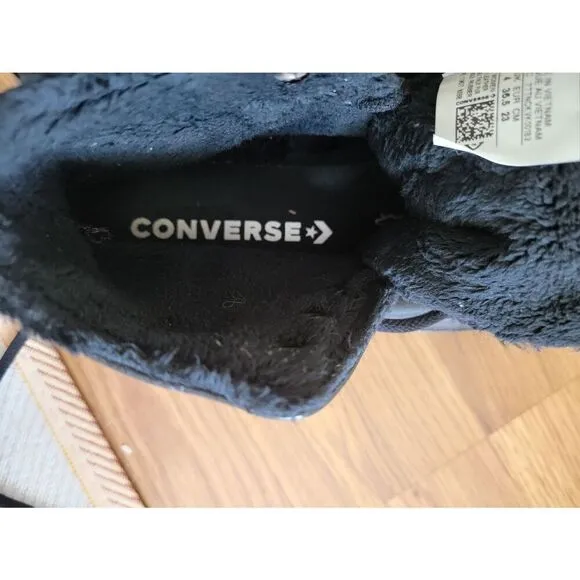 Converse CTAS Lift Ripple All Black Leather High Top Sneakers Chuck Taylor Size
