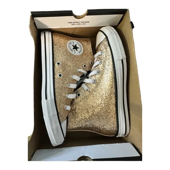 Converse Custom Golds-Youth 3- High-Top Sneakers New!!