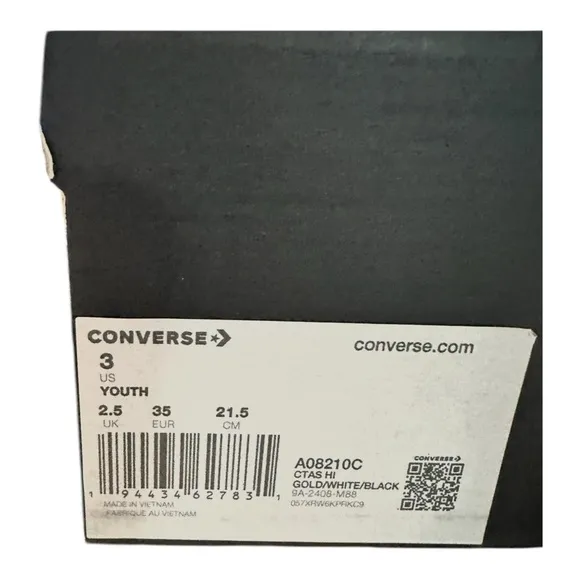 Converse Custom Golds-Youth 3- High-Top Sneakers New!!