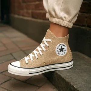 Converse Custom Golds-Youth 3- High-Top Sneakers New!!
