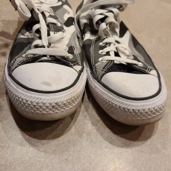 CONVERSE High Top Black White Gray Sneakers Shoes Unisex Men 11 Women 13