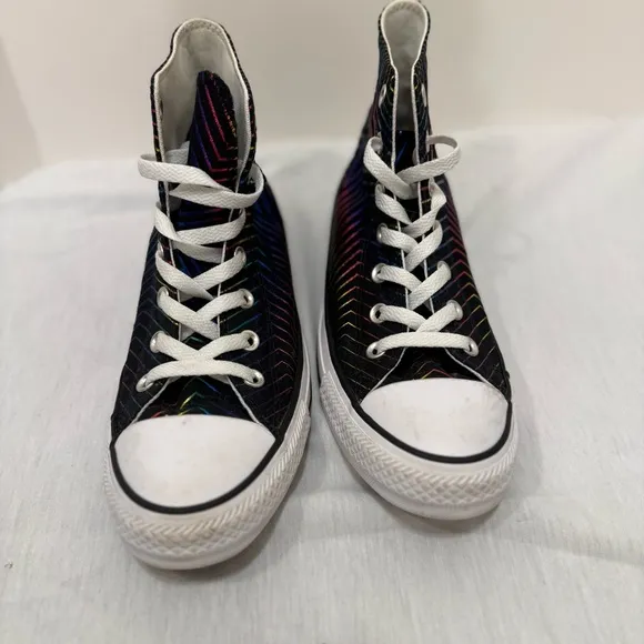 Converse High Top Sneaker Metallic Rainbow All Star Womens Chuck Taylor 565395F