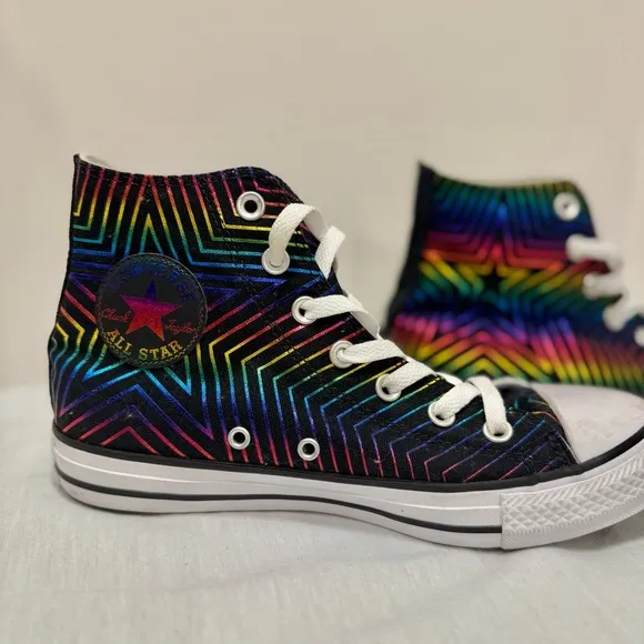 Converse High Top Sneaker Metallic Rainbow All Star Womens Chuck Taylor 565395F