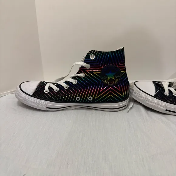 Converse High Top Sneaker Metallic Rainbow All Star Womens Chuck Taylor 565395F
