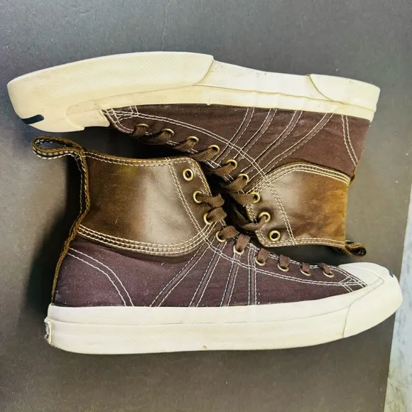 Converse Jack Purcell two-tone high tops Unisex size 9.5 Men’s 11 Women’s Brown