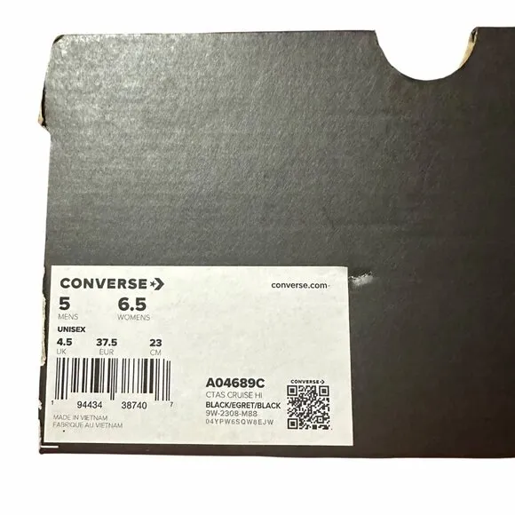 🤩Converse Men Shoes Chuck Taylor All Star Hi Size 5 Sneakers Black A04689C New
