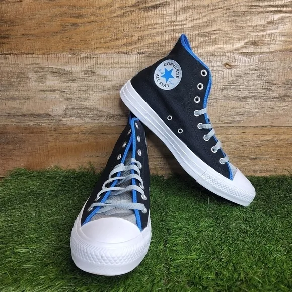 Converse Men's Black and Blue High-Top Sneakers