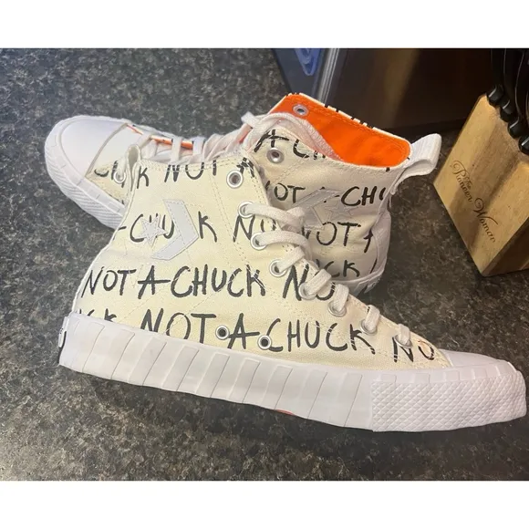 Converse Not A Chuck Hi-Top Beige Black Sneakers 8.5