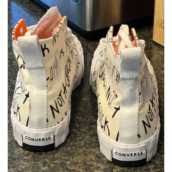 Converse Not A Chuck Hi-Top Beige Black Sneakers 8.5