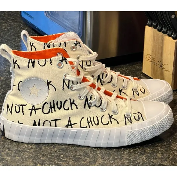 Converse Not A Chuck Hi-Top Beige Black Sneakers 8.5