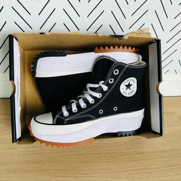 🤩Converse Run Star Hike Hi Size 8.5 Womens Shoes Black Platform Sneakers 1BG001