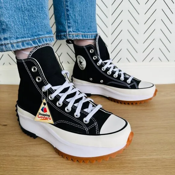 🤩Converse Run Star Hike Hi Size 8.5 Womens Shoes Black Platform Sneakers 1BG001