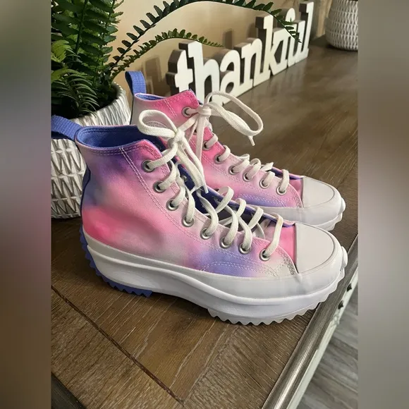 Converse Run Star Hike High Womens Shoes Pink White Purple Size 8.5