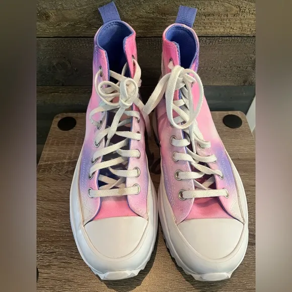 Converse Run Star Hike High Womens Shoes Pink White Purple Size 8.5