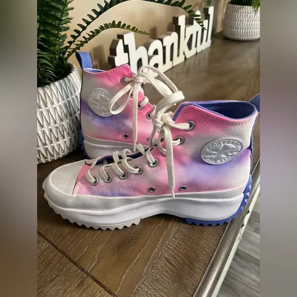 Converse Run Star Hike High Womens Shoes Pink White Purple Size 8.5