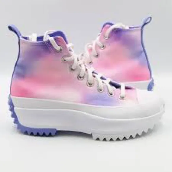 Converse Run Star Hike High Womens Shoes Pink White Purple Size 8.5