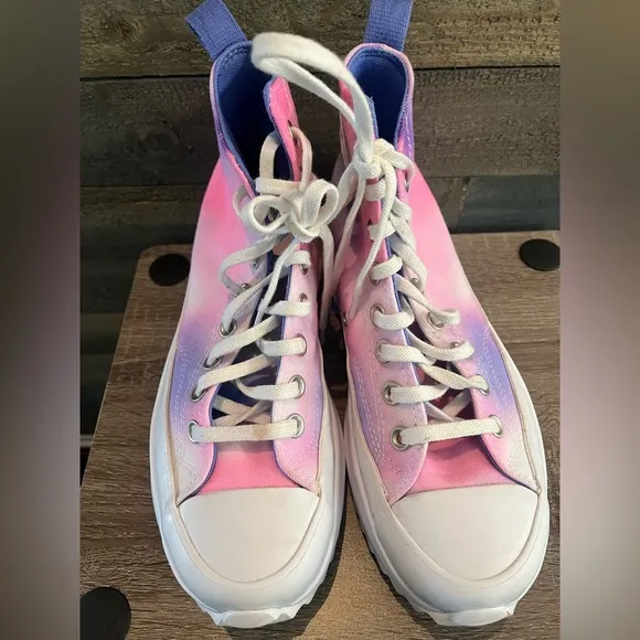 Converse Run Star Hike High Womens Shoes Pink White Purple Size 8.5
