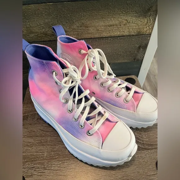 Converse Run Star Hike High Womens Shoes Pink White Purple Size 8.5