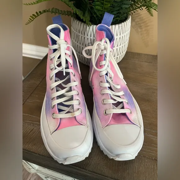 Converse Run Star Hike High Womens Shoes Pink White Purple Size 8.5