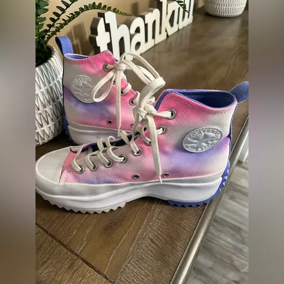 Converse Run Star Hike High Womens Shoes Pink White Purple Size 8.5