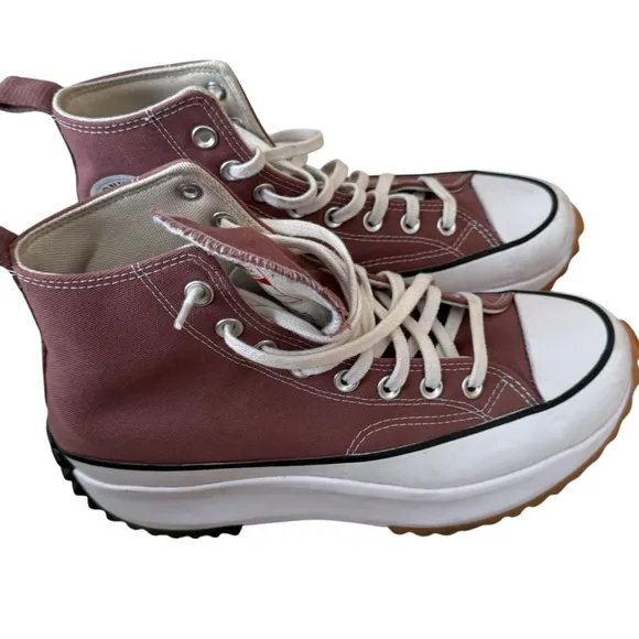 Converse Run Star Hike Platform Men's Women's 9.5 Saddle Canvas High Sneakers