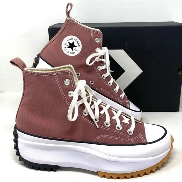 Converse Run Star Hike Platform Men's Women's 9.5 Saddle Canvas High Sneakers