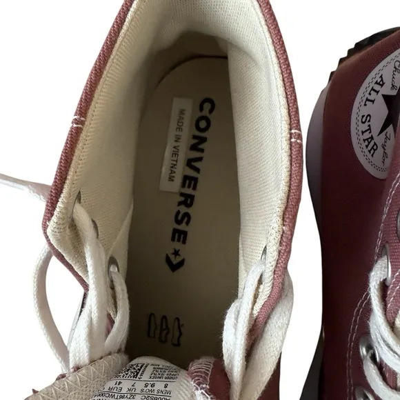 Converse Run Star Hike Platform Men's Women's 9.5 Saddle Canvas High Sneakers