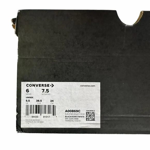 ⭐Converse Run Star Legacy CX Hi Sz 7.5 Women's Shoes Sneakers Black A00869C New
