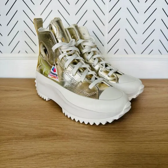 🤩Converse Size 10.5 Women Shoes Run Star Hike Hi Platform Western Gold A10333C