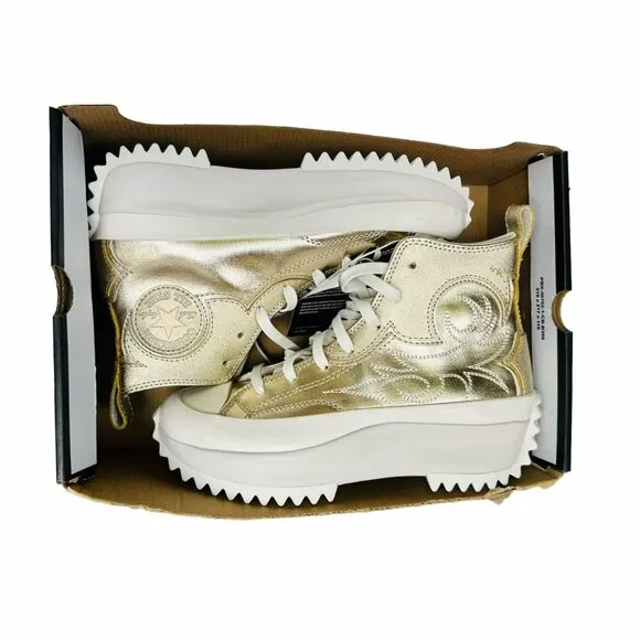 🤩Converse Size 10.5 Women Shoes Run Star Hike Hi Platform Western Gold A10333C