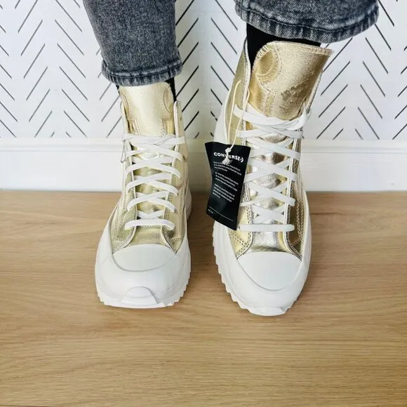 🤩Converse Size 10.5 Women Shoes Run Star Hike Hi Platform Western Gold A10333C