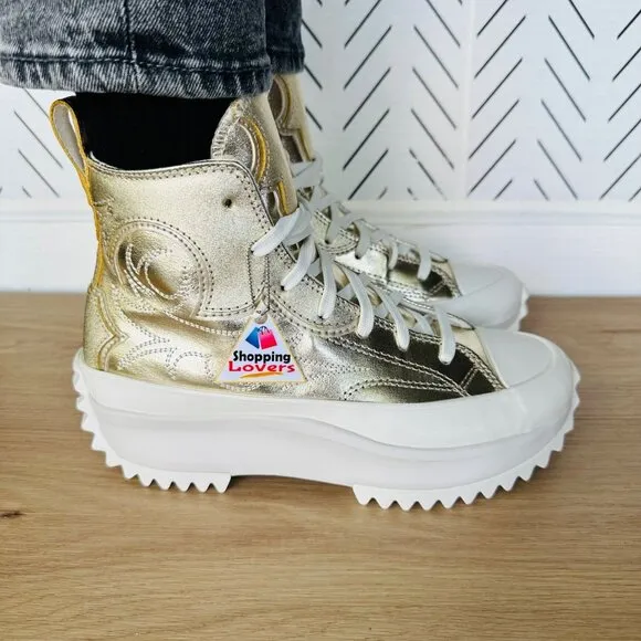 🤩Converse Size 10.5 Women Shoes Run Star Hike Hi Platform Western Gold A10333C