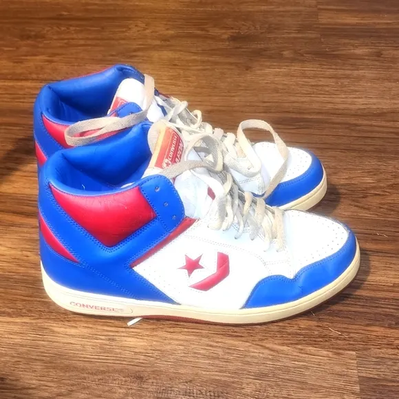 Converse Weapon High Mens  Shoes White Blue Red USA Olympic Vintage Sneakers 12