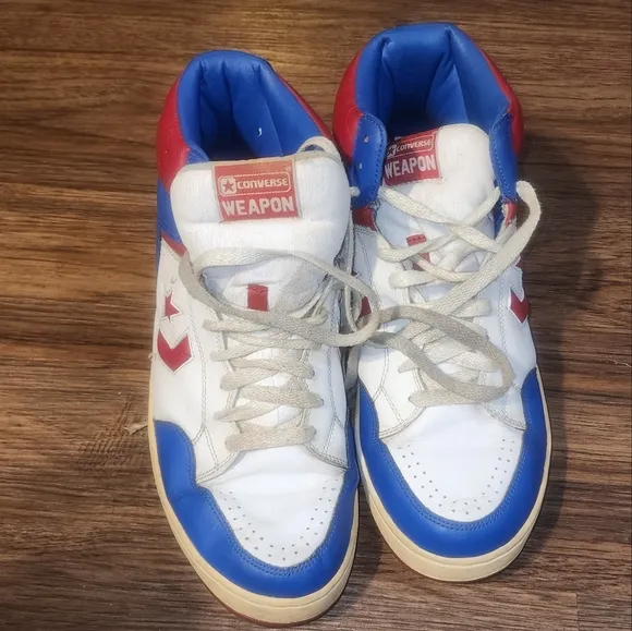 Converse Weapon High Mens  Shoes White Blue Red USA Olympic Vintage Sneakers 12