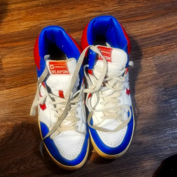 Converse Weapon High Mens  Shoes White Blue Red USA Olympic Vintage Sneakers 12