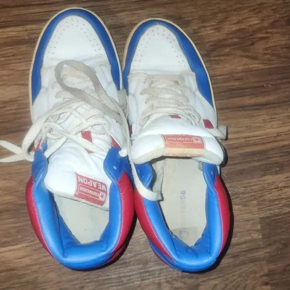 Converse Weapon High Mens  Shoes White Blue Red USA Olympic Vintage Sneakers 12