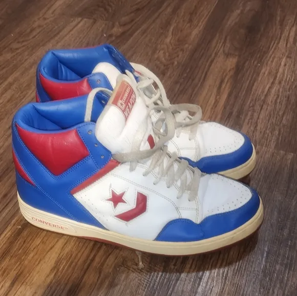 Converse Weapon High Mens  Shoes White Blue Red USA Olympic Vintage Sneakers 12