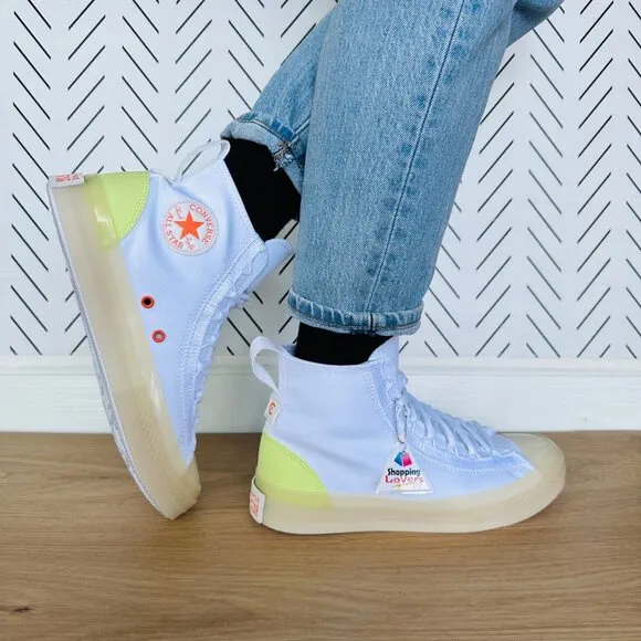 Converse Women Shoes Chuck Taylor All Star CX EXP2 Hi Sz 8.5 White Green A10261C