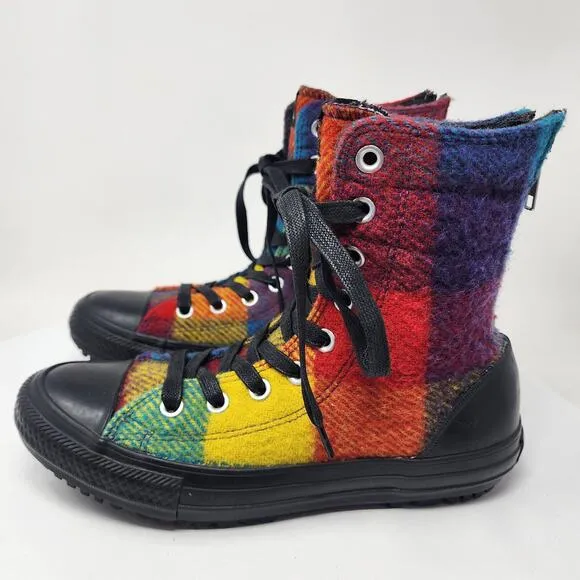 Converse X Woolrich Plaid High Top Sneakers Women 6.5 Multicolor Wool Chuck