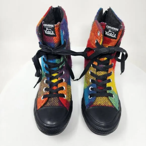 Converse X Woolrich Plaid High Top Sneakers Women 6.5 Multicolor Wool Chuck