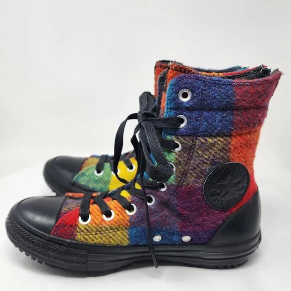Converse X Woolrich Plaid High Top Sneakers Women 6.5 Multicolor Wool Chuck