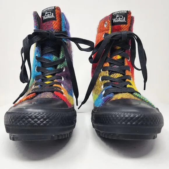 Converse X Woolrich Plaid High Top Sneakers Women 6.5 Multicolor Wool Chuck