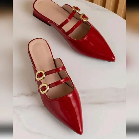 COPY - Women Flat Loafers Half Slippers Pointed Toe Mary Jane Mule Shoes