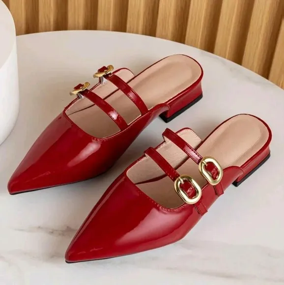 COPY - Women Flat Loafers Half Slippers Pointed Toe Mary Jane Mule Shoes