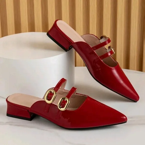 COPY - Women Flat Loafers Half Slippers Pointed Toe Mary Jane Mule Shoes