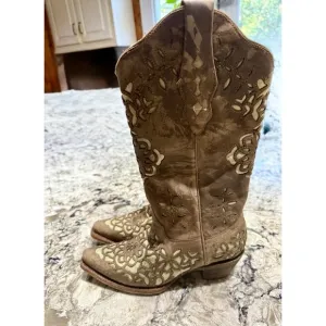 Corral Vintage 2628 Cowgirl Boots Floral Cutout Distressed Brown Sz 6 Women