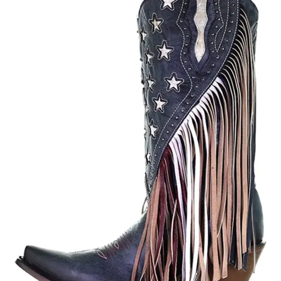 CORRAL WOMEN'S LAMB STARS INLAY &amp; STUDS WESTERN BOOTS - SNIP TOE