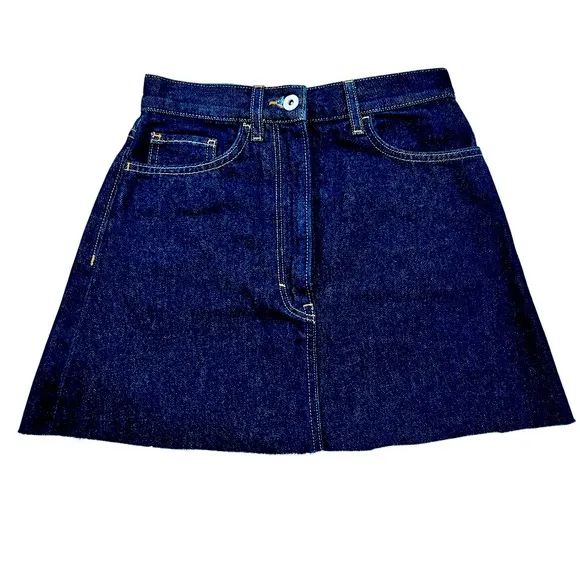 COS Denim Mini Skirt Raw Hem Size 4 NWT