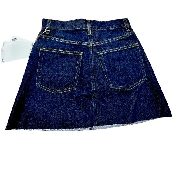 COS Denim Mini Skirt Raw Hem Size 4 NWT
